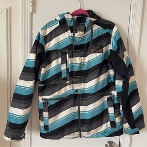 Burton Dryride Restricted Striped Teal, Black & White Snowboard Jacket Women’s S